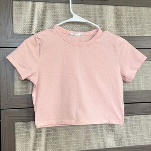 Cotton Cropped Baby Pink Tee